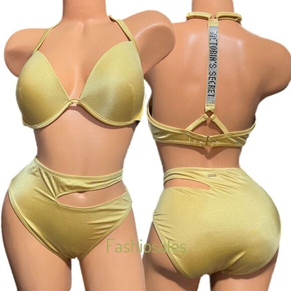 Victorias Secret Swim Shine Strap Full Coverage Push Up Bikini top & Bottom set